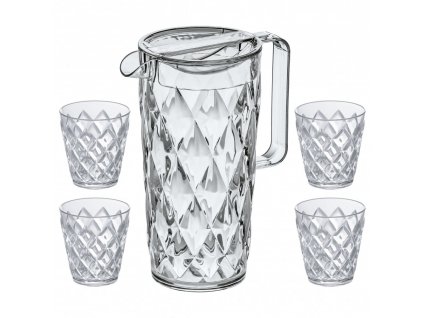 Ūdens krūzes un 4 glāžu komplekts CRYSTAL, 250 ml/1,6 l, Koziol