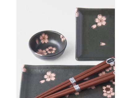 Suši komplekts BLACK UN PINK SAKURA, 4 daļas, MIJ