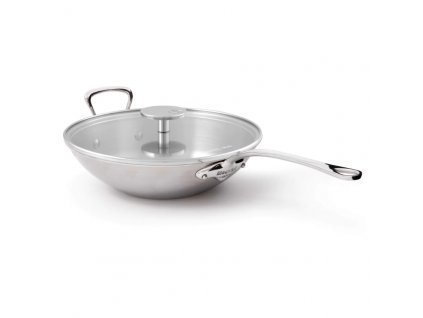 Wok panna M'COOK 32 cm, nerūsējošs tērauds, ar stikla vāku, Mauviel