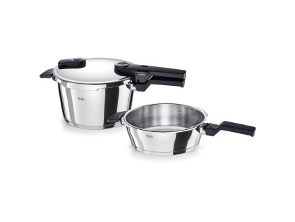 Spiediena katls VITAQUICK 2,5 l + 4,5 l, 2 katlu komplekts, sudraba krāsa, nerūsējošs tērauds, Fissler