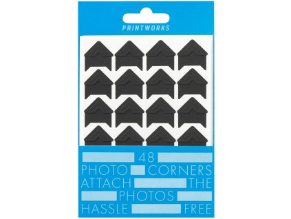 Foto stūrīši, 48 gab., pašlīmējoši, melni, papīrs, Printworks