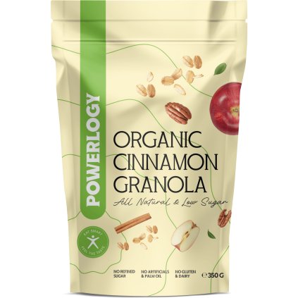 Bio brokastu pārslas 350 g, ābols un kanēlis, Powerlogy