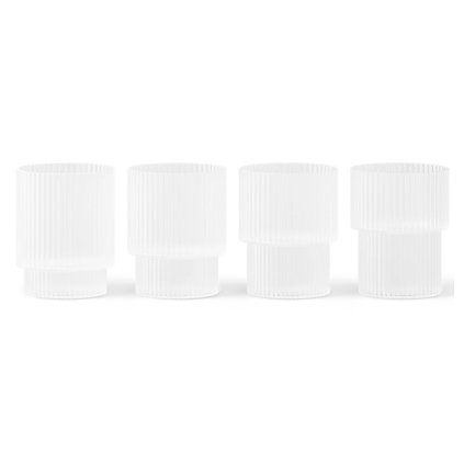 Ūdens glāze RIPPLE 200 ml, 4 gab. komplekts, balta, ciets LIVING