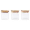 Pārtikas uzglabāšanas kastīte PKV-015 800 ml, 3 kastīšu komplekts, stikls/bambuss, Pebbly