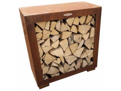 Outdoor log rack, cube, rusty, Remundi