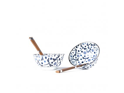Dining bowl BLUE DRAGONFLY, set of 2 pcs, 500 ml, with chopsticks, MIJ