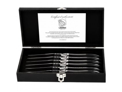 Steakmes (set) LUXURY, 6 stuks, zwart, ebbenhouten handvat, Laguiole