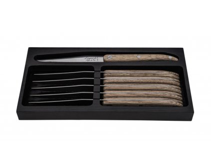 Steakmes (set) INNOVATION, 6 stuks, eikenhouten handvat, Laguiole