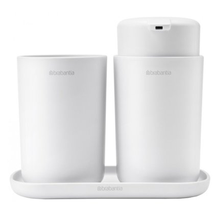 Zeepdispenser en tandenborstelbeker (set), wit, Brabantia