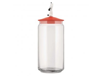 Voorraadbus voor hondenvoer LULAJAR 1,5 l, rood, glas, Alessi