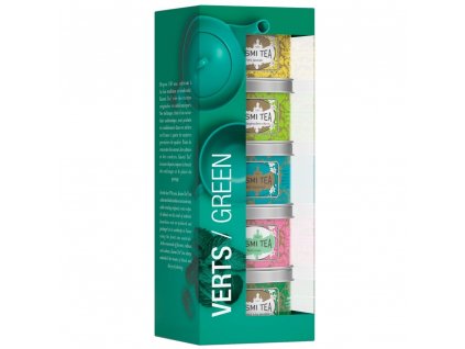 Theeset GREEN TEAS, set van 5 groene theeblikjes van 25 g, Kusmi Tea