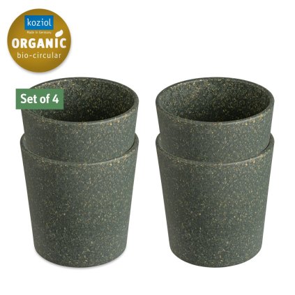 Plastic beker CONNECT, set van 4 stuks, 190 ml, natuurlijk asgroen, Koziol