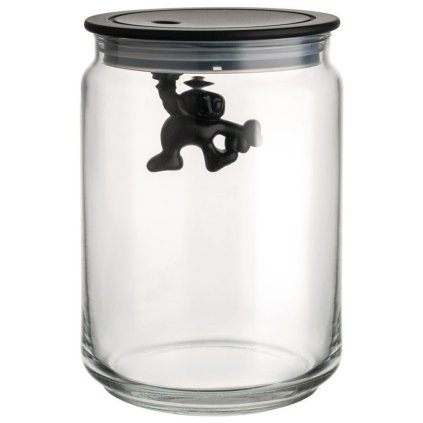 Vershoudpot GIANNI 900 ml, zwart deksel, glas, Alessi