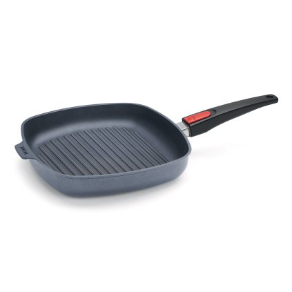 Grillpan DIAMOND LITE 28 x 28 cm, voor inductie, afneembare handgreep, titanium, WOLL