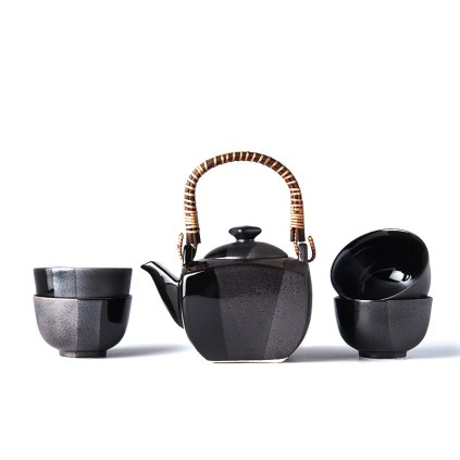 Theepot met theekopjes (set) GUNMETAL, 5-delig, MIJ
