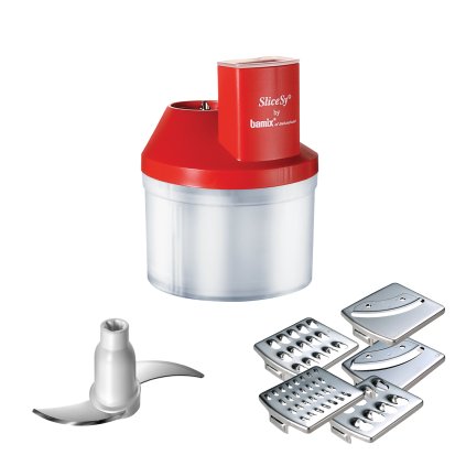 Hakmolen met accessoires SLICESY voor Bamix staafmixer, rood, Bamix