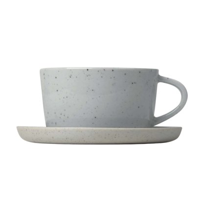 Koffiekopje met schotel SABLO, set van 2 stuks, 150 ml, grijs, Blomus