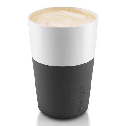 Mok 360 ml, set van 2 stuks, met siliconen deksel, carbonzwart, Eva Solo