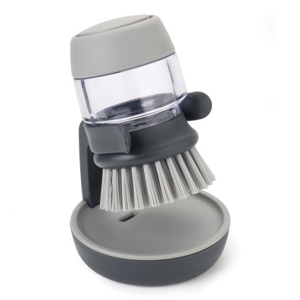 Afwasborstel met zeepdispenser PALM SCRUB, grijs, Joseph Joseph
