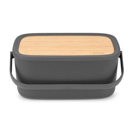 Broodtrommel met snijplank 39,5 cm, grijs, Brabantia
