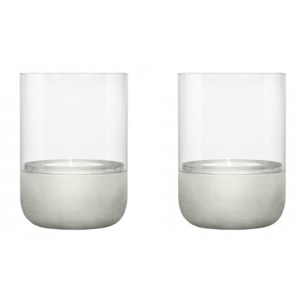 Theelichthouder CALMA 9 cm, set van 2 stuks, grijs, beton, Blomus