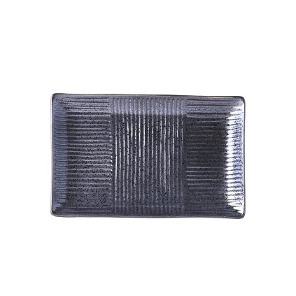 Bord voor sushi en sashimi LINES 21 x 13 cm, zwart, MIJ