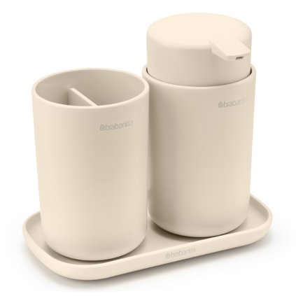 Zeeppomp en tandenborstelbeker (set) RENEW zachtbeige, Brabantia