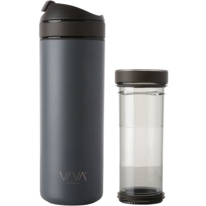 Reisbeker RECHARGE ANYTIME 460 ml, met thee-infuser, grijs, Viva Scandinavia