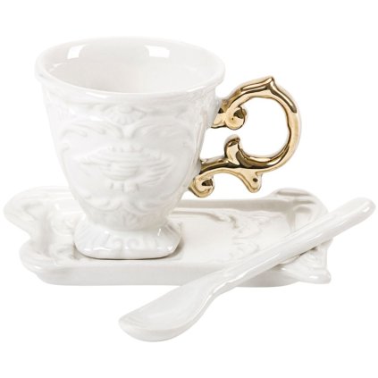 Koffiekopje met schotel en lepel I-WARES goud, Seletti