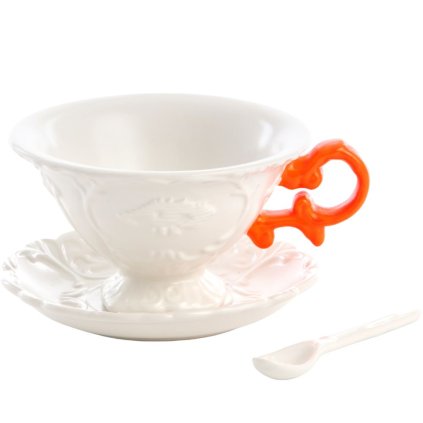 Theekopje met schotel en lepel I-WARES, oranje, Seletti