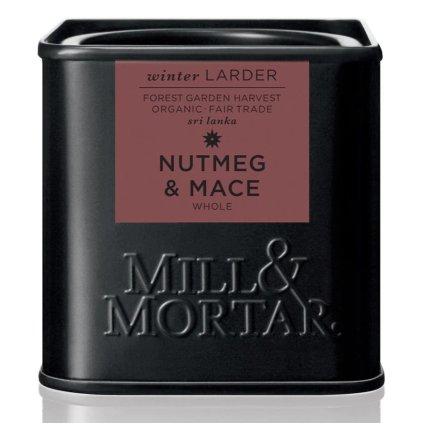 Biologische nootmuskaat en foelie 45 g, heel, Mill & Mortar