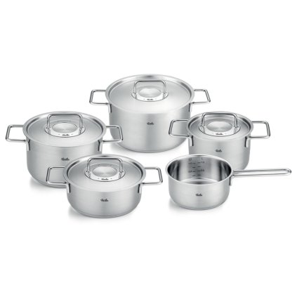 Pannenset PURE, 5-delig, zilver, roestvrij staal, Fissler