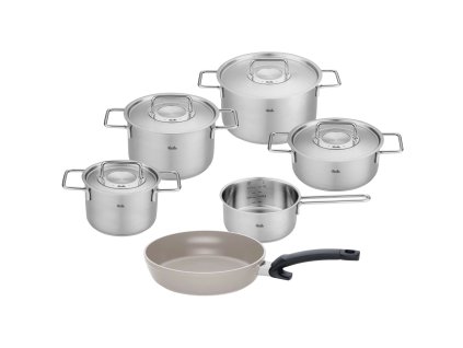 Pannenset PURE + universele koekenpan CERATAL COMFORT, 6-delig, Fissler
