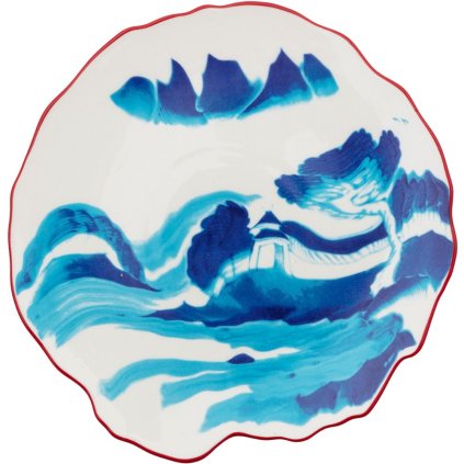Dessertbord DIESEL CLASSICS ON ACID MELTING LANDSCAPE 21 cm, blauw, porselein, Seletti