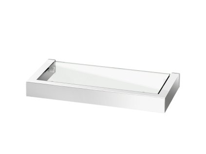 Badkamerplank LINEA 26 cm, gepolijst, roestvrij staal/glas, Zack