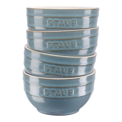 Eetkom (set) 700 ml, 4-delig, turkoois, keramiek, Staub