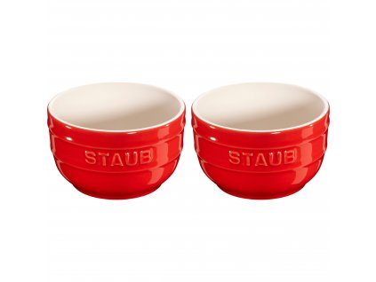 Ramekin 9 cm, set van 2, rood, keramiek, Staub