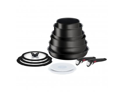 Pannenset INGENIO UNLIMITED L7639002, 13-delig, zwart, aluminium, Tefal