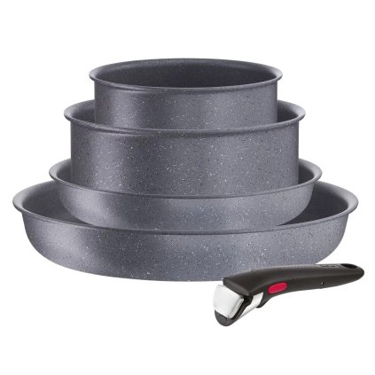 Pannenset INGENIO NATURAL FORCE L3969053, 5-delig, grijs, aluminium, Tefal