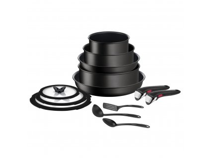 Pannenset INGENIO UNLIMITED L7639543, 13-delig, zwart, aluminium, Tefal