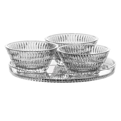 Tapasschaaltje ETHNO 190 ml, set van 3 stuks, met schotel, helder, Nachtmann