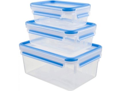 Vershoudbakje (set) MASTER SEAL FRESH, 3-delig, blauw, kunststof, Tefal