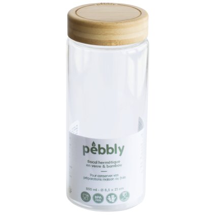 Vershoudpot PKV-028 850 ml, glas / bamboe, Pebbly