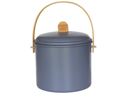 Compostbak NBA196 7 l, blauw, staal / bamboe, Pebby