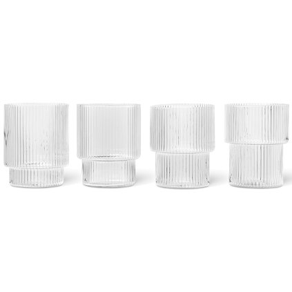 Waterglas RIPPLE 200 ml, set van 4 stuks, licht, stevig LIVING
