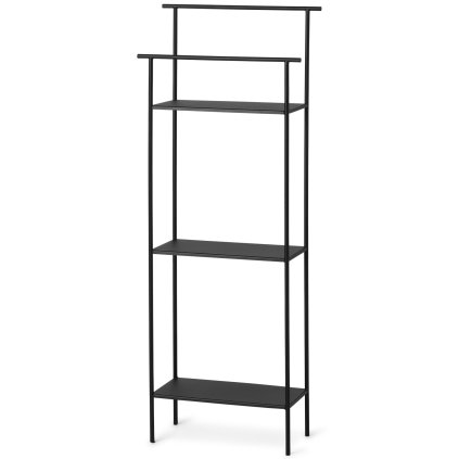 Boekenrek DORA 30 x 79 cm, zwart, roestvrij staal, stevig LIVING
