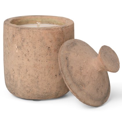 Geurkaars URA PALE SIENNA 13 cm, bruin, aardewerk, stevig LIVING