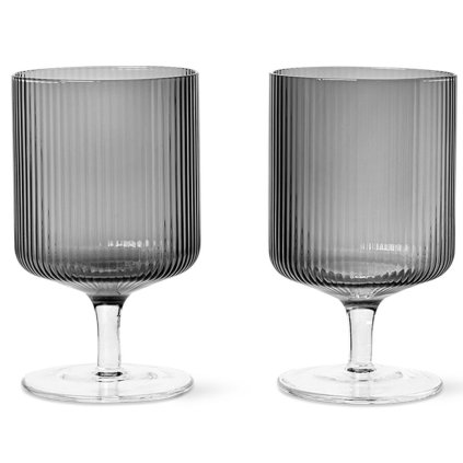 wijnglas RIPPLE 270 ml, set van 2 stuks, grijs, stevig LIVING