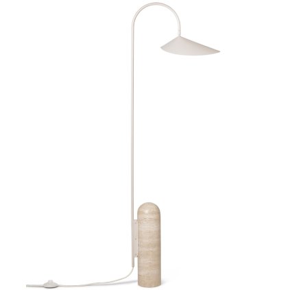 Vloerlamp ARUM 136 cm, kasjmier, travertijn / aluminum, stevig LIVING