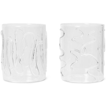 Waterglas DOODLE 350 ml, set van 2 stuks, licht, glas, gefermenteerd LIVING